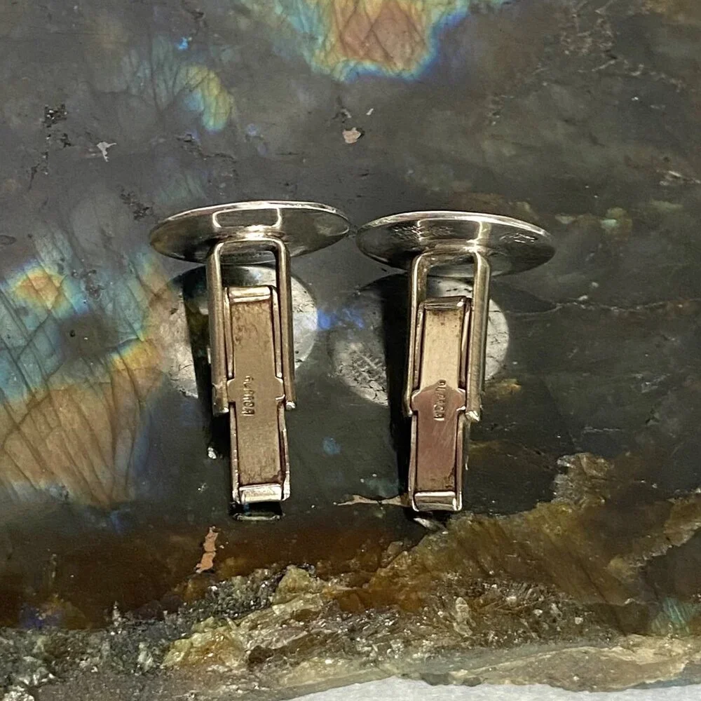 VTG Taxco Mexico Sterling Silver 925 Alpaca Aztec Mayan Calendar CuffLinks